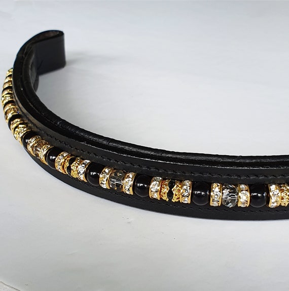 Black and Gold Beaded Horse Bling Browband ..Dressage Equine Etsy
