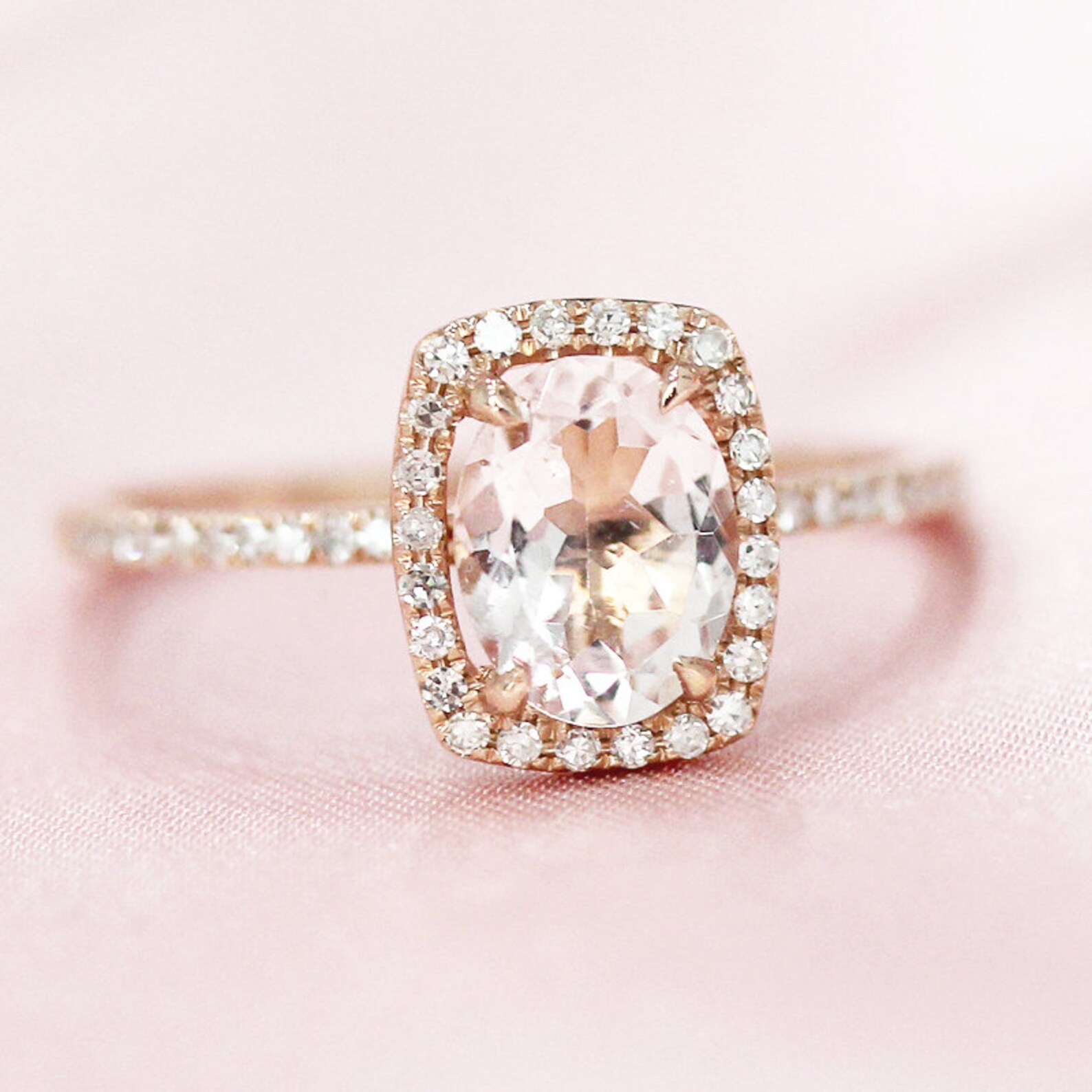 68mm Natural Peach Pink VS Morganite Engagement Ring Oval Cut | Etsy