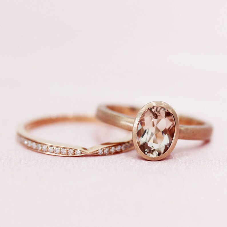 6x8mm Oval Cut Natural Ring Set Simple Design Ring Etsy