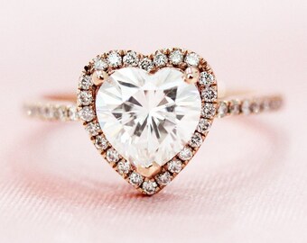 Corte de corazón único 7mm Máscarasan anillo forever clásico anillo de boda 14K oro rosa anillo de compromiso media eternidad anillo de diamantes anillo nupcial