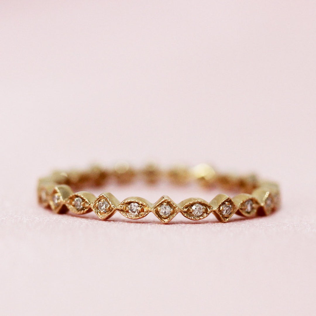 Full Eternity Natural Diamonds Wedding Band Solid 14K Yellow Gold ...