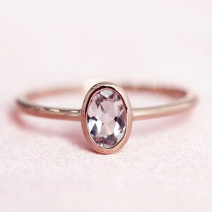 Simple Design Oval Cut Natural Pink VS Morganite Ring 4x6mm Wedding Ring Solid 14K Rose Gold Engagement Ring Bridal Ring Anniversary Ring