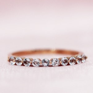 Leichte blaue natürliche Aquamarin Ehering Edelstein Ring Birthstone Ring massiv 14K Rose Gold Verlobungsring passenden Bandring Jahrestag