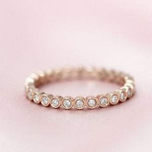 Natural Diamonds Wedding Band Full Eternity Round Cut Wedding Ring Solid 14K Rose Gold Ring Engagement Ring Stackable Ring Matching Band