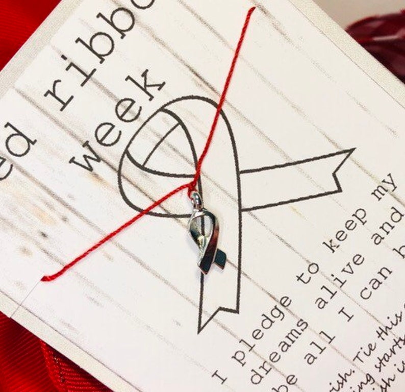 RED RIBBON week kid or adult friendship bracelet for October Etsy