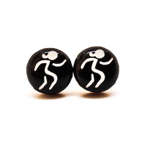 Runner girl Stud Pendientes / Pendientes de madera y resina de 10 mm / Minimalista Simple Pequeño / Regalo de niña Regalo de mujer / Postes de acero para oídos sensibles