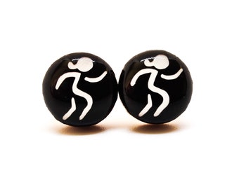 Runner girl Stud Earrings | 10 mm Wood & Resin Earrings | Minimalist Simple Small | Girl Gift Women Gift | Steel Posts for Sensitive ears