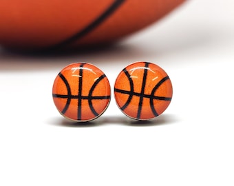 Basketball Earrings | Color Dot Stud Earrings | Resin Earrings | Everyday Earrings | Small Studs | Colorful Earrings | Circle Studs Orange