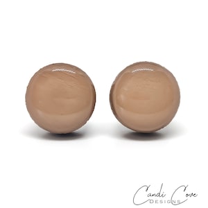 Mocha Tan Earrings | Beige Dot Stud Earrings | Resin Earrings | Everyday Earrings | Small Studs | Colorful Earrings | Neutral Circle Studs