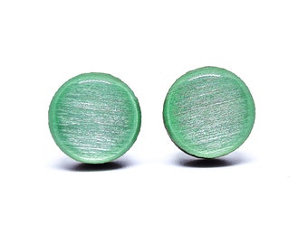 Mint Green Shimmer Earrings | Color Dot Stud Earrings | Resin Earrings | Everyday Earrings | Small Studs | Colorful Earrings | Circle Studs