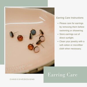 earring care instructions by candi cove designs please care for earrings by removing them before swimming or showering. store earrings out of direct sunlight, clean your jewelry with a soft cotton or microfiber cloth when necessary.