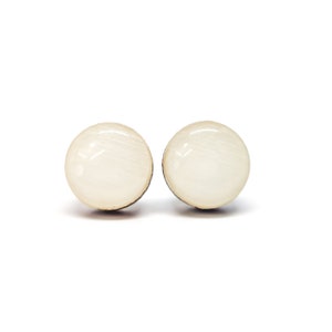 Cream Stud Earrings | 10 mm Wood & Resin Earrings | Ivory Dot Earrings | Girl Gift Women Gift | Stainless Steel Posts for Sensitive ears