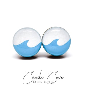 Handmade Ocean Blue Wave Stud Earrings - Beach Inspired Jewelry for Surfers, Ocean Lovers, and Summer Fun - Hypoallergenic and Nickel-Free