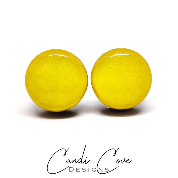 Bright Yellow Earrings | Color Dot Stud Earrings | Resin Earrings | Everyday Earrings | Small Studs | Colorful Earrings | Circle Studs Lemon