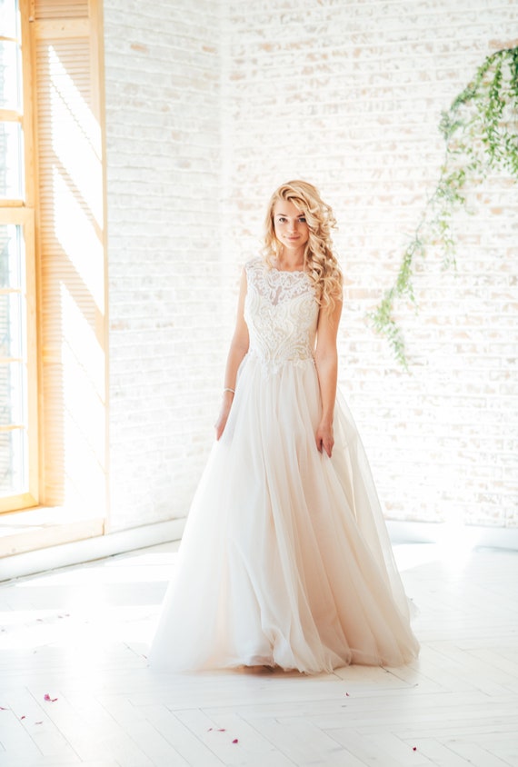 Bohemian Wedding Dress Designer Wedding Dress Tulle Wedding Etsy