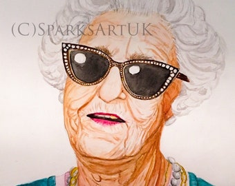 Gangster granny - Giclee print of original watercolour painting