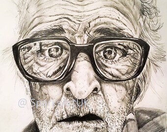 Old man - print of original grahite drawing