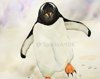 Penguin in Falkland Islands -Giclee  print of original watercolour painting