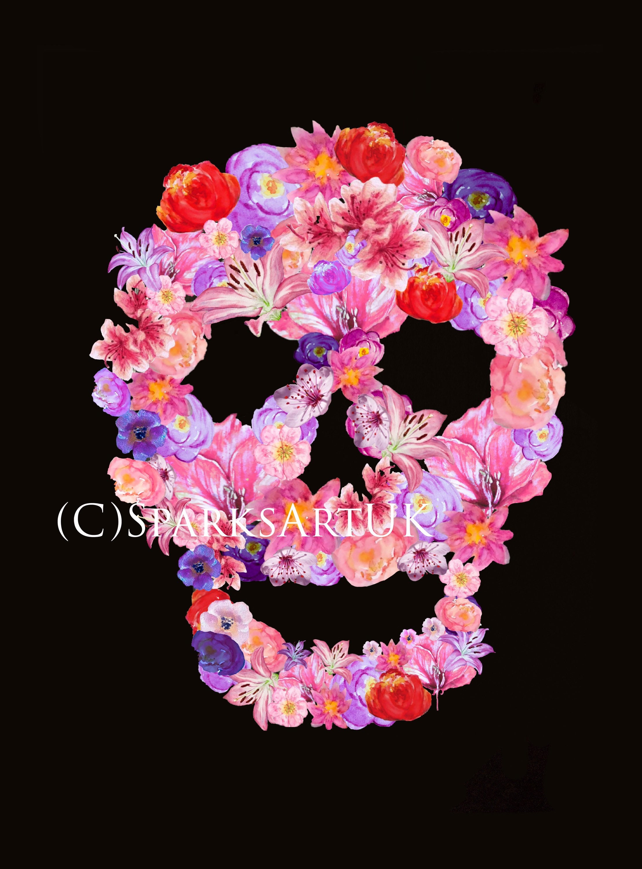 Flower Skull Fine Art Giclee Print of Original Etsy