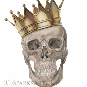 Skull and crown- super fine art giclee print of original watercolour painting