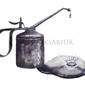 Vintage oil can - gorgeous fine art print of original ink painting