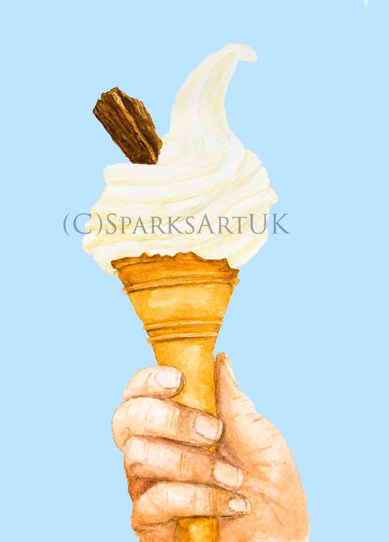Mr Whippy 99 Flake Icecream Print of Original Watercolour Painting Etsy