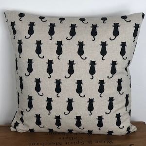 Black Cat Cushion Cover, Cat Print Pillow Case, Gift for Cat Lovers, Housewarming Gift, Gift for Her, Cat Owner Gift