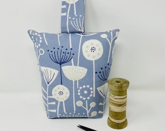 Blue Scandi Flower Door Stop, Zipped Fabric Door Stopper