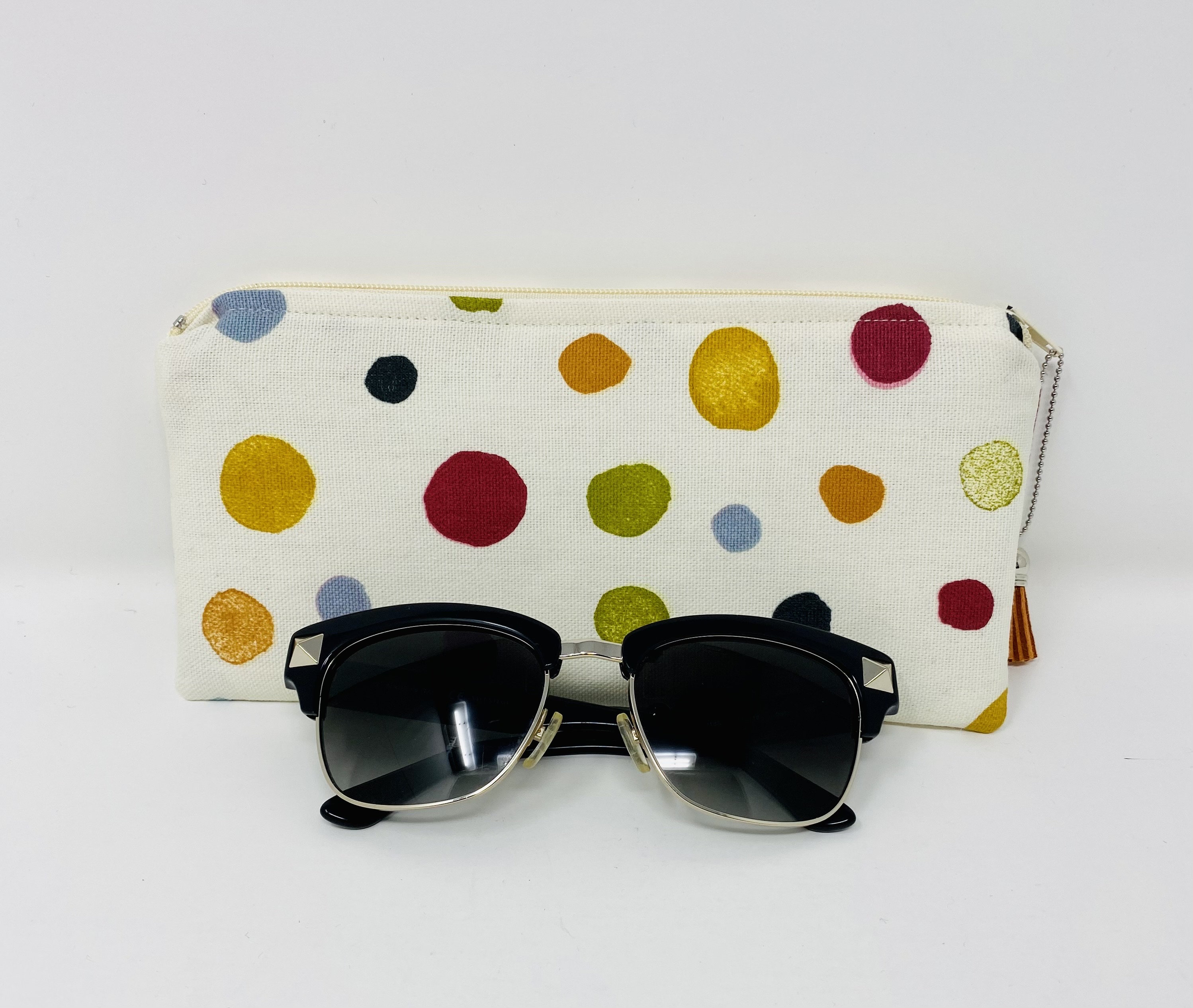 Polka Dot Zipped Glasses Pouch Spot Padded Reading Glasses Case