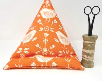 Orange Scandi Bird Tablet Beanbag, Birds iPad Beanbag, Tablet Bean Bag, Bee Tech Stand, Gift for Her, Birthday Present, Mother’s Day Gift
