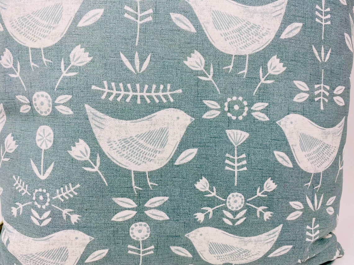 Scandi Sea Green Bird Cushion Double Sided Reversible Cushion Etsy UK