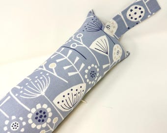 Scandi Flower Draft Excluder – Blue & White | Weighted | Custom Length | Machine Washable