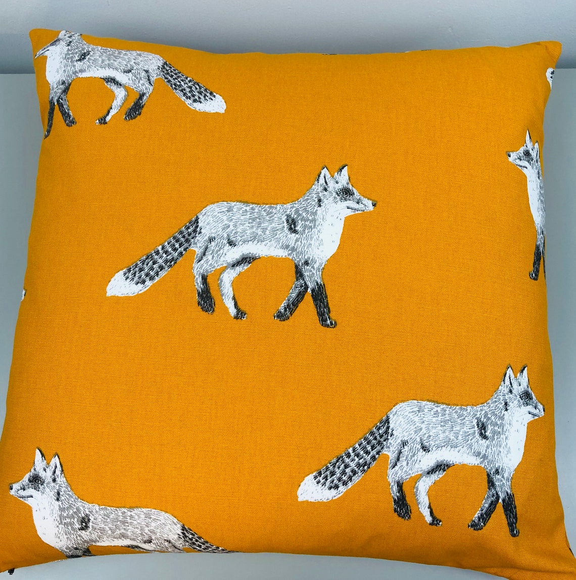 Fox Cushion Cushion Cover Fox Cotton Orange Umber Cushion Etsy UK