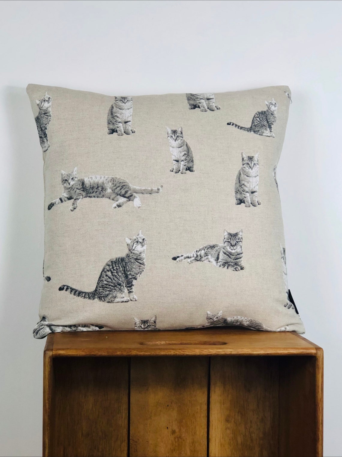 Grey Cat Cushion Kitten Linen Print Pillow Perfect Gift for Etsy