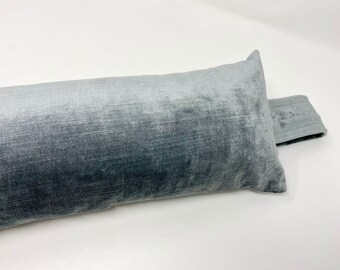 Grey Velvet Washable Draft Excluder, Plush Draught Excluder, Grey Velvet Home Decor, Door Draft Excluder