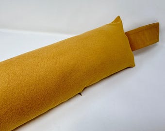 Mustard Gold Draft Excluder, Suedette Draft Excluder with Removable and Zipped Cover, Draft Excluder for Doors with Removable Cover
