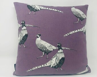 Purple Pheasant Cushion Cover, Pheasant Decorative Throw Pillows