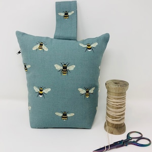 Sophie Allport Teal Bumble Bee Door Stop, Perfect Home Decor Gift, Blue Refillable Zipped Fabric Door Stopper, Filled Doorstop