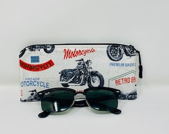 Retro Motorbike Sunglasses Case, Motorbike Glasses Case,  Bike lovers Gift, American Bike Gift Fathers Day Gift, Gift for Him, Gifts for Men