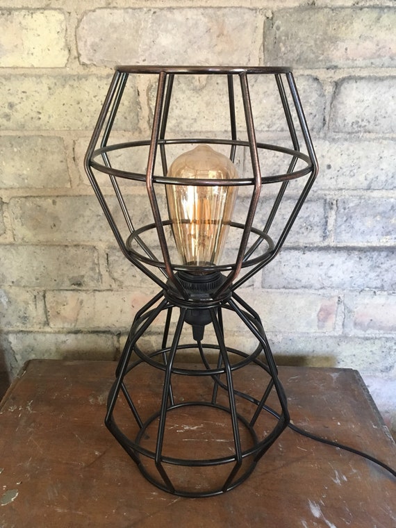 wire cage table lamp