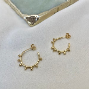 Sea spray small silver granulation hoop earrings