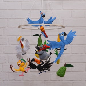 Baby Mobile Parrots. Crib Mobile. Nursery Decor Birds. Baby Shower Gift. Mobile for Crib. Crib Mobile Decor. Newborn Gift.