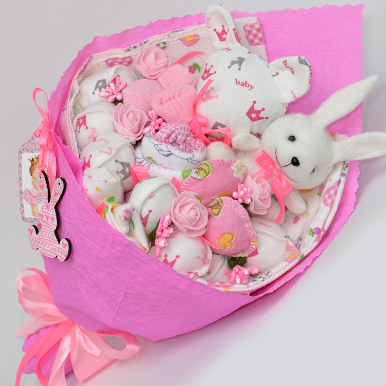 Baby shower gift Newborn gift baby girl gift Baby shower girl gift Diaper Cake new mom gift basket babbie gift gift basket