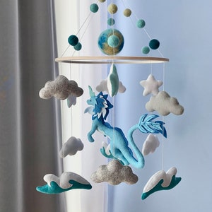 Baby Mobile Dragon. Nursery Decor Anime. Baby Crib Decor. Crib Mobile. Crib Toys Anime. Baby Shower Gift Anime. Newborn Gift Anime.