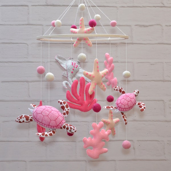 Crib Mobile Girl. Nursery Decor Girl. Baby Mobile Ocean. Baby Shower Gift Girl. Newborn Gift for Girl. Crib Decor Sea. Hanging Mobile.