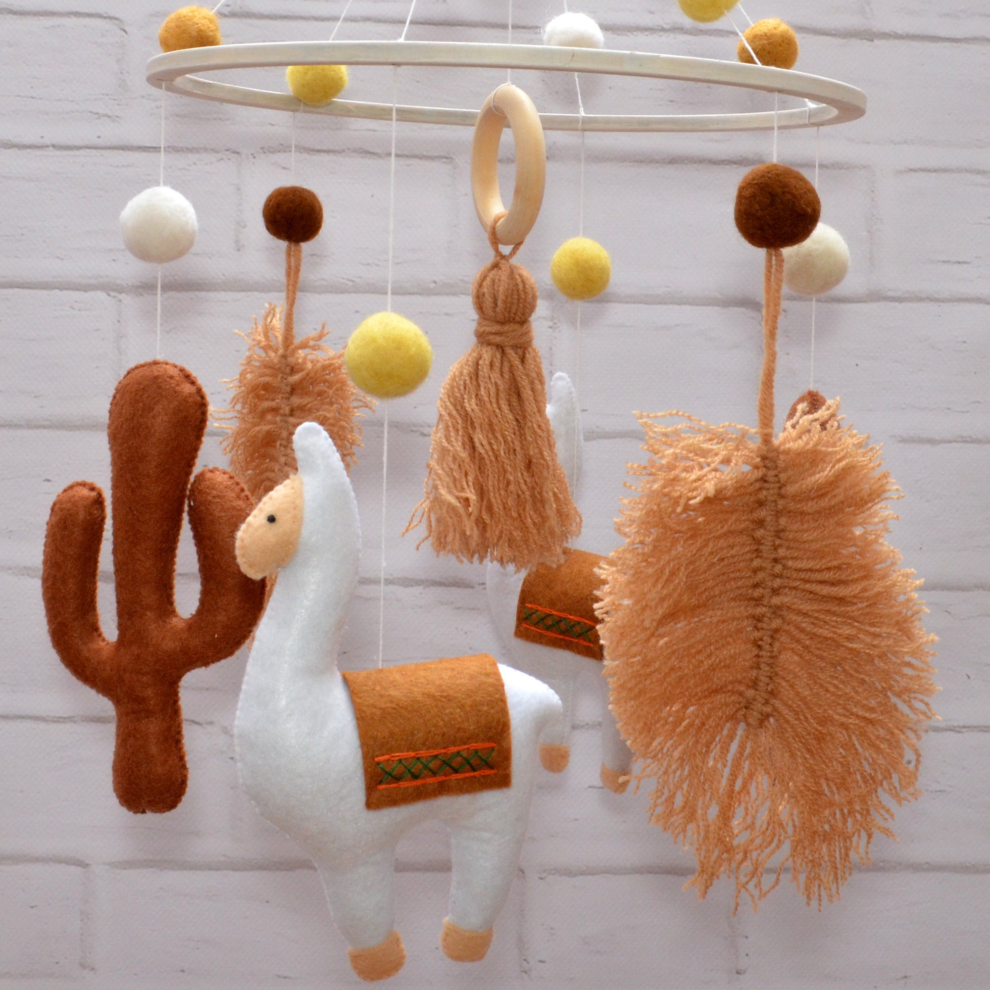 Llama Baby Mobile Animal Mobile Baby Mobile Alpaca Felt Etsy