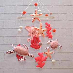 Newborn Gift Girl. Nursery Decor Girl. Baby Mobile Sea. Crib Mobile. Baby Shower Gift Girl. Pink Nursery Decor. Ocean Nursery Decor.