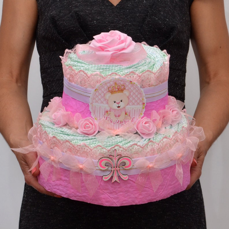 Diaper Cake Baby Shower Gift Diaper Cake For Girl Baby Etsy Diaper Cake Baby Shower Gift Diaper Cake For Girl Baby Etsy