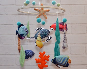 Baby Mobile Ocean. Nursery Mobile. Crib Mobile Fish. Custom Baby Mobile. Neutral Gender Mobile. Baby Shower Gift. Baby Room Decor.