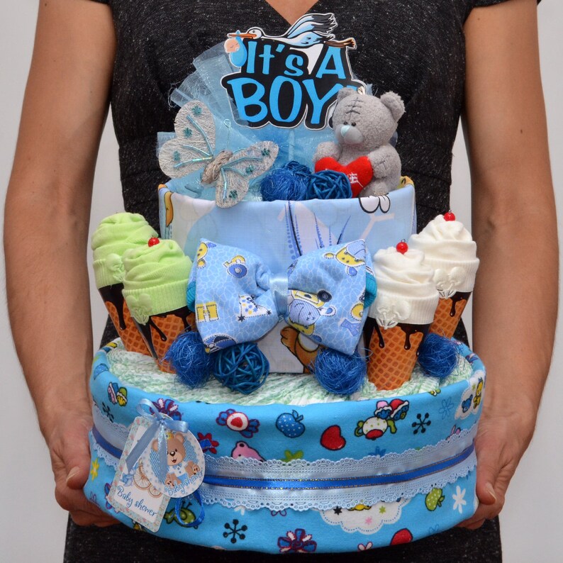 Diaper Cake Baby Shower Gift Diaper Cake For Boy Baby Etsy